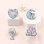 4Pcs 4 Style Alloy Enamel Brooches, Enamel Pin, with Butterfly Clutches, Heart & Flower & Moon & Wine Glass, Electrophoresis Black