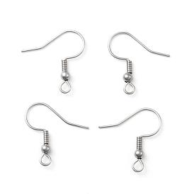 316 Surgical Stainless Steel Earring Hooks, with Horizontal Loop