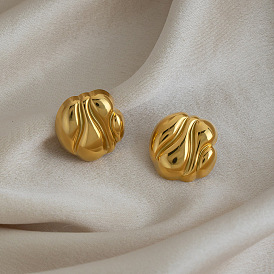 Геометрические круглые серьги-гвоздики из нержавеющей стали для женщин