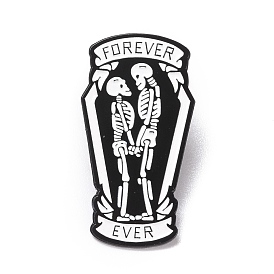 Forever Ever Word Enamel Pin, Halloween Skeleton Alloy Badge for Backpack Clothes, Electrophoresis Black