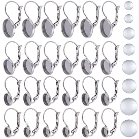 DIY Earring Making Kit, Including 304 Stainless Steel Leverback Earring Findings, Glass Cabochons