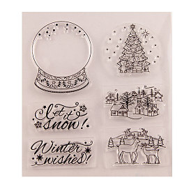 Clear Silicone Stamps, for DIY Scrapbooking, Photo Album Decorative, Cards Making, Stamp Sheets, Christmas Tree & Reindeer/Stag & Word