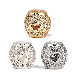 Латунные микро проложить кубического циркония бусы, без кадмия, без никеля и без свинца, бочка с сердцем