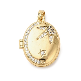 Латунные подвески с микропаве из прозрачного кубического циркония, овальные