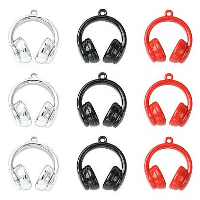 12Pcs 3 Colors Opaque Acrylic Pendants, Earphones Charms