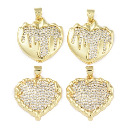 Покрытие стойки латунь микропаве прозрачные подвески из кубического циркония, долговечный, без свинца и без кадмия, сердце