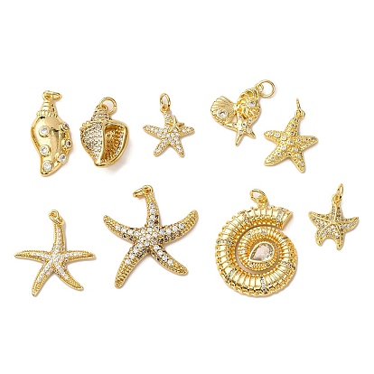 Латунные микро проложить кубического циркония подвески, морские животные, с целью перехода в кольце, стойки покрытие, долговечный, без свинца и без кадмия, реальный 18 k позолоченный