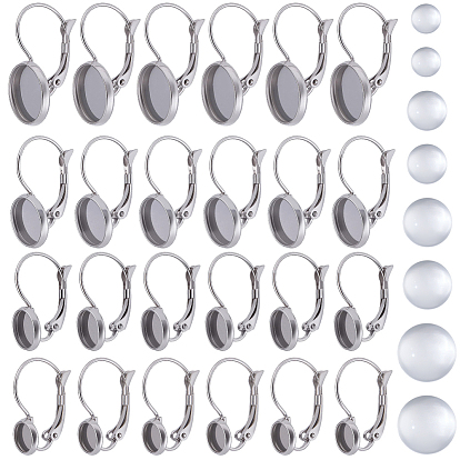 DIY Earring Making Kit, Including 304 Stainless Steel Leverback Earring Findings, Glass Cabochons