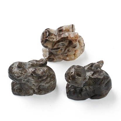 Natural Bamboo Leaf Agate Display Decorations, Rabbit