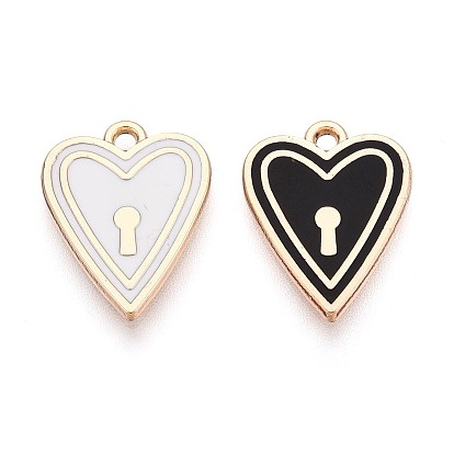 Подвески из эмали и сплава, стойки покрытие, сердце блокировки прелести, золотые