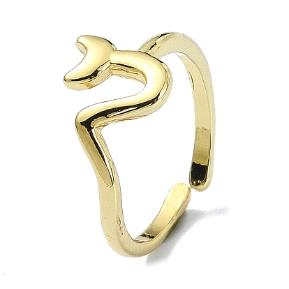 Brass Open Cuff Rings, Cadmium Free & Nickel Free & Lead Free, Fishtail