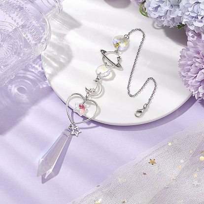 Сплав планета луна подвесные украшения, Стеклянные конусообразные ловцы солнца с кисточками для украшения сада на открытом воздухе