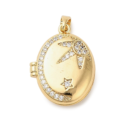 Латунные подвески с микропаве из прозрачного кубического циркония, овальные