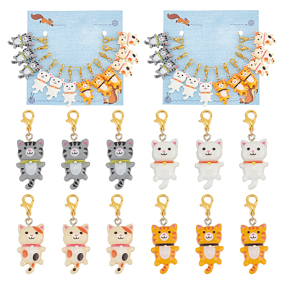 Маркеры петель подвеска кошка, подвески-карабины из непрозрачной смолы, связанные крючком, маркер с замком и кольцом с подвеской в виде винного бокала