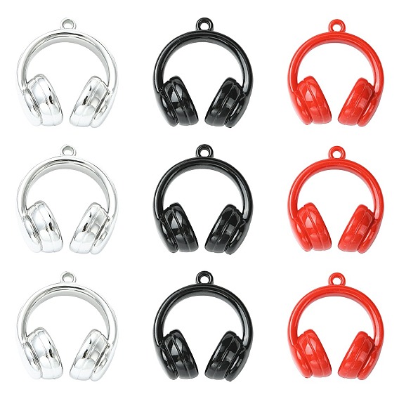 12Pcs 3 Colors Opaque Acrylic Pendants, Earphones Charms