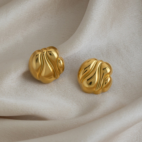 Geometric Round 304 Stainless Steel Stud Earrings for Women