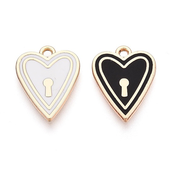 Подвески из эмали и сплава, стойки покрытие, сердце блокировки прелести, золотые