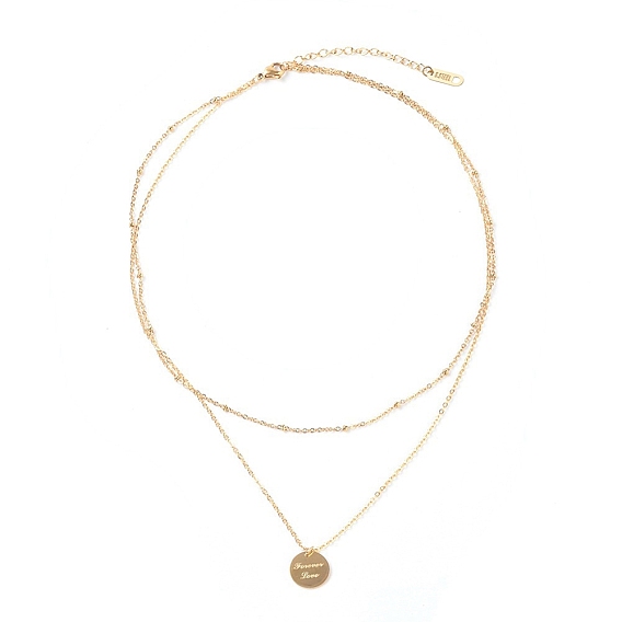 Регулируемые 304 колье из нержавеющей стали, плоский круг со словом навсегда любовь