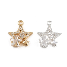 Латунные микро проложить кубического циркония подвески, звезда