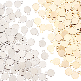 200 шт 2 цвета 304 подвески из нержавеющей стали, штамповка пустой метки, лазерная резка, плоско-круглые