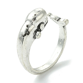 Whale Alloy Open Cuff Rings, Lead Free & Cadmium Free