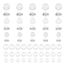 Набор для самостоятельного изготовления броши-купола, включая плоскую круглую железную брошь, Кабошоны из стекла