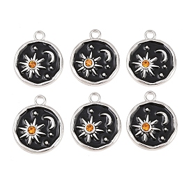 Сплав эмали горный хрусталь подвески, плоский круглый с подвесками солнца и луны, платина