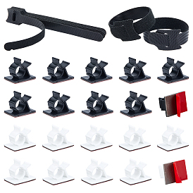 Nbeads 80Pcs Adjustable Plastic Cable Management Clips, Self Adhesive Cable Wire Clips, with Reusable Nylon with Polyester Cable Ties, with Self-Adhesive