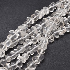 Natural Quartz Crystal Nuggets Bead Strands, Rock Crystal Beads, Tumbled Stone, 6~10x9~12x8~10mm, Hole: 1mm, about 15.3 inch ~15.7 inch
