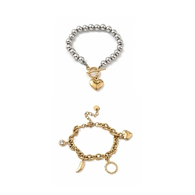 304 женские браслеты с подвесками из нержавеющей стали, сердце