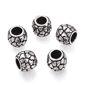 304 бусины европейского стиля из нержавеющей стали с крупными отверстиями, RONDELLE с сердцем