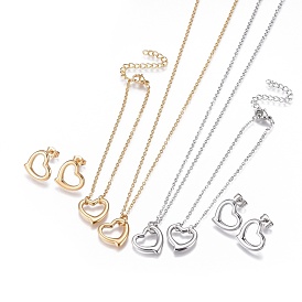 304 définit bijoux en acier inoxydable, Bracelets, colliers et boucles d'oreilles, cœur