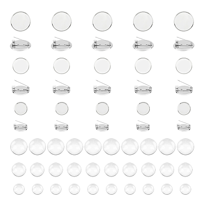 Набор для самостоятельного изготовления броши-купола, включая плоскую круглую железную брошь, Кабошоны из стекла