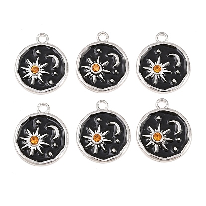 Сплав эмали горный хрусталь подвески, плоский круглый с подвесками солнца и луны, платина