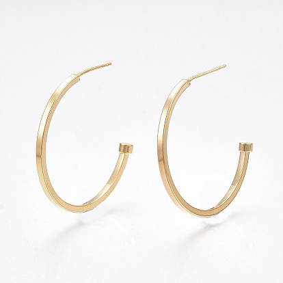 Латунь серьги, серьги-кольца, без никеля , реальный 18 k позолоченный