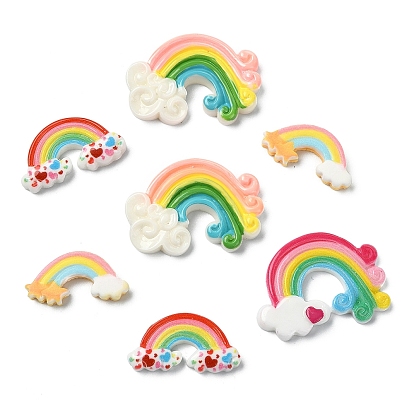 32 шт 4 стили кабошоны из непрозрачной смолы, радуга и облака