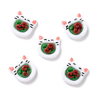 Cabuchones de resina, alimento de imitación, rollo de sushi en forma de cabeza de gato