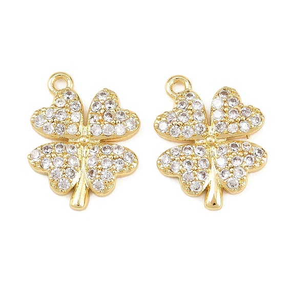 Латунные микро проложить кубического циркония подвески, клевер амулеты, долговечный, стойки покрытие, без свинца и без кадмия