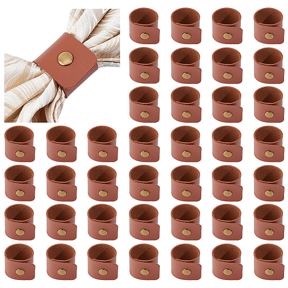 Imitation Leather Napkin Rings, with Alloy Snap-fastener, for Canteen Table Decoration Supplies