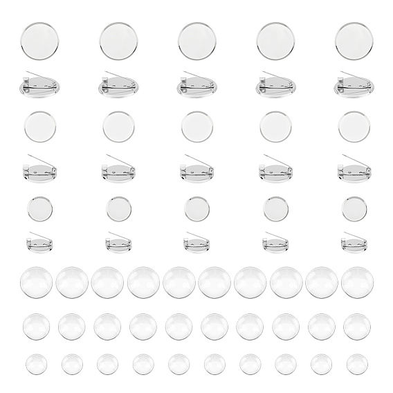 Набор для самостоятельного изготовления броши-купола, включая плоскую круглую железную брошь, Кабошоны из стекла