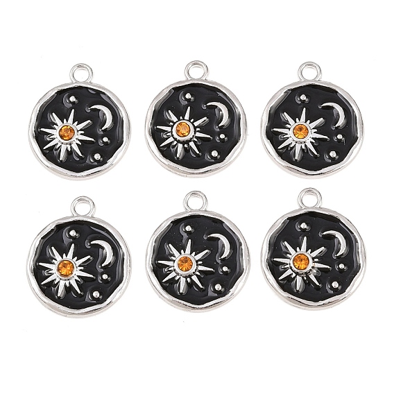 Сплав эмали горный хрусталь подвески, плоский круглый с подвесками солнца и луны, платина