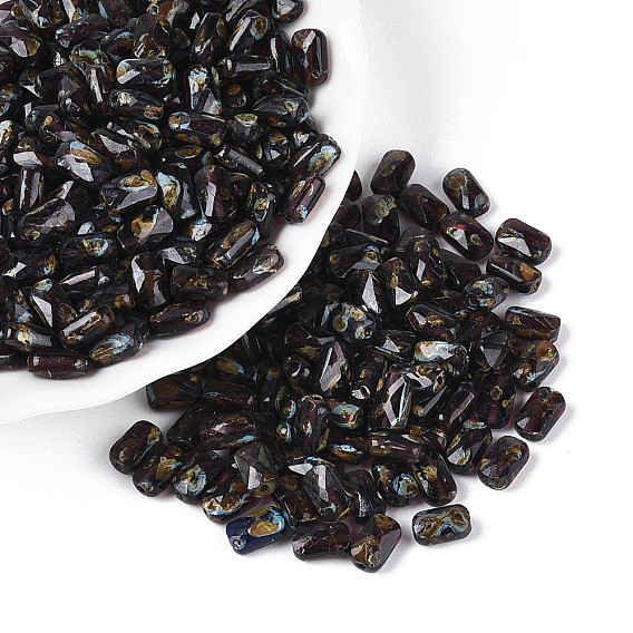 Выпечка краска стеклянные бусины, прямоугольные, граненые