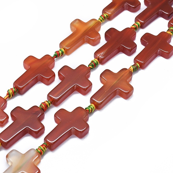 Природный агат бисер нитей, окрашенная и подогревом, крестик