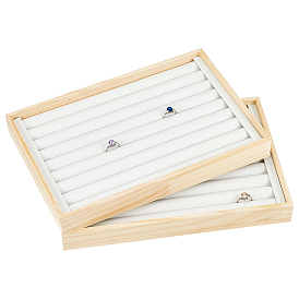 Деревянный поднос для колец, держатель для колец-органайзеров, покрытый искусственной кожей, прямоугольные