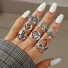 R239 Jewelry Fashion Leaf Ring Set Personality Heart Shaped Arrow Ring