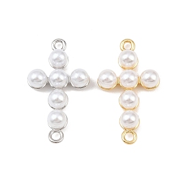 Подвески-соединители с крестообразным латунным креплением, с белым абс пластмассовым жемчугом бисером, без кадмия и без свинца, стойки покрытие, долговечный