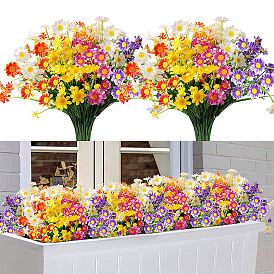 Faisceaux de fleurs de marguerites artificielles en plastique, pour intérieur extérieur maison jardin porche fenêtre plante décoration