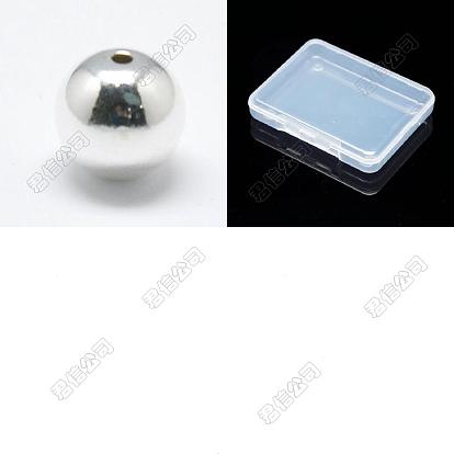 40pcs 925 perles en argent sterling, rond sans couture