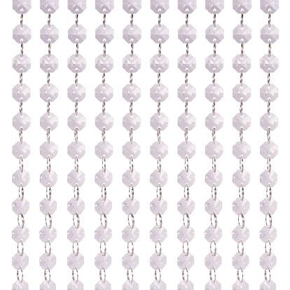 Chaînes perlées acryliques, non soudée, avec les accessoires en fer de platine plaqués, octogone facettes