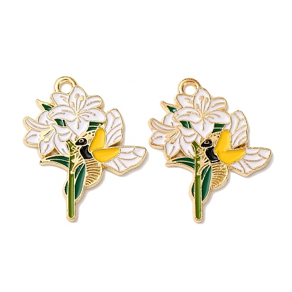 Подвески из эмали и сплава, цветочный шарм, золотые